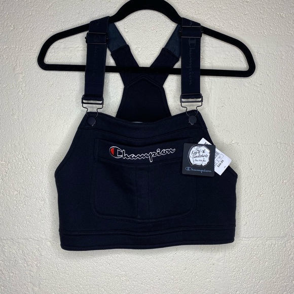 champion overall bib crop top